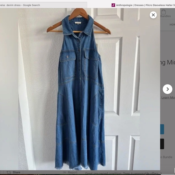 Anthropologie Pilcro Sleeveless denim Halter Swing Midi Dress, NWOT, XL - Picture 5 of 10